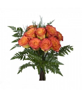 Orange roses by the dozen